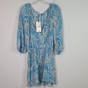 Zara Blue pasiely floral tiered sundress size Large